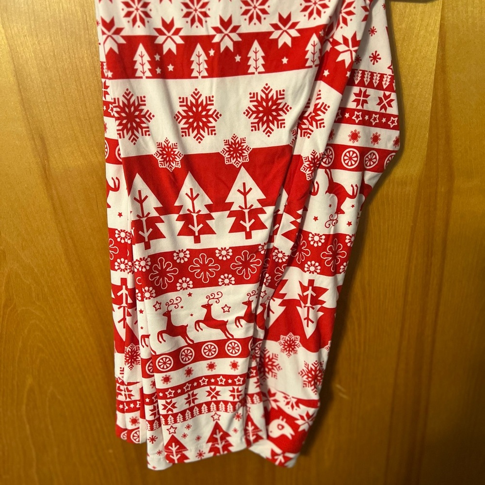 Festive Red and White Holiday Leggings